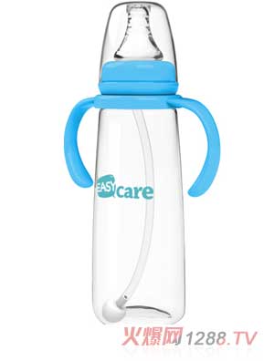 伊斯卡爾240mlPP自動標(biāo)準(zhǔn)口徑奶瓶（藍(lán)）