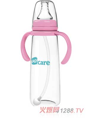 伊斯卡爾240mlPP自動標(biāo)準(zhǔn)口徑奶瓶（紅）