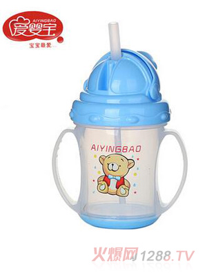 愛(ài)嬰寶兒童吸管創(chuàng)意軟嘴卡通pp學(xué)飲杯180ML