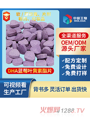 DHA藍莓葉黃素酯片代工 鈣鐵鋅維生素膠原蛋白凝膠糖果oem貼牌廠家