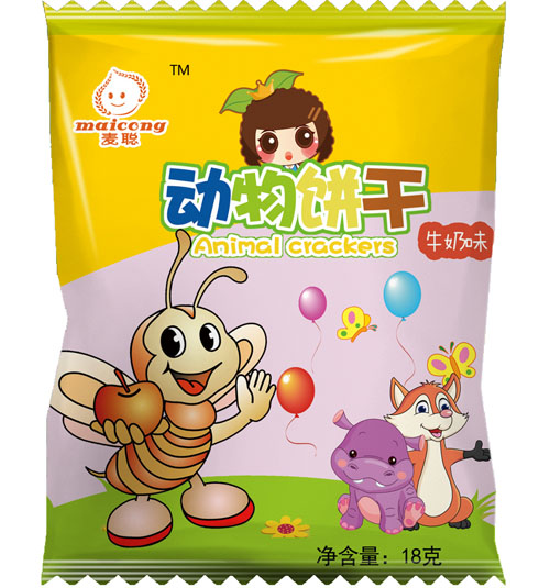 麥聰動(dòng)物餅干牛奶味